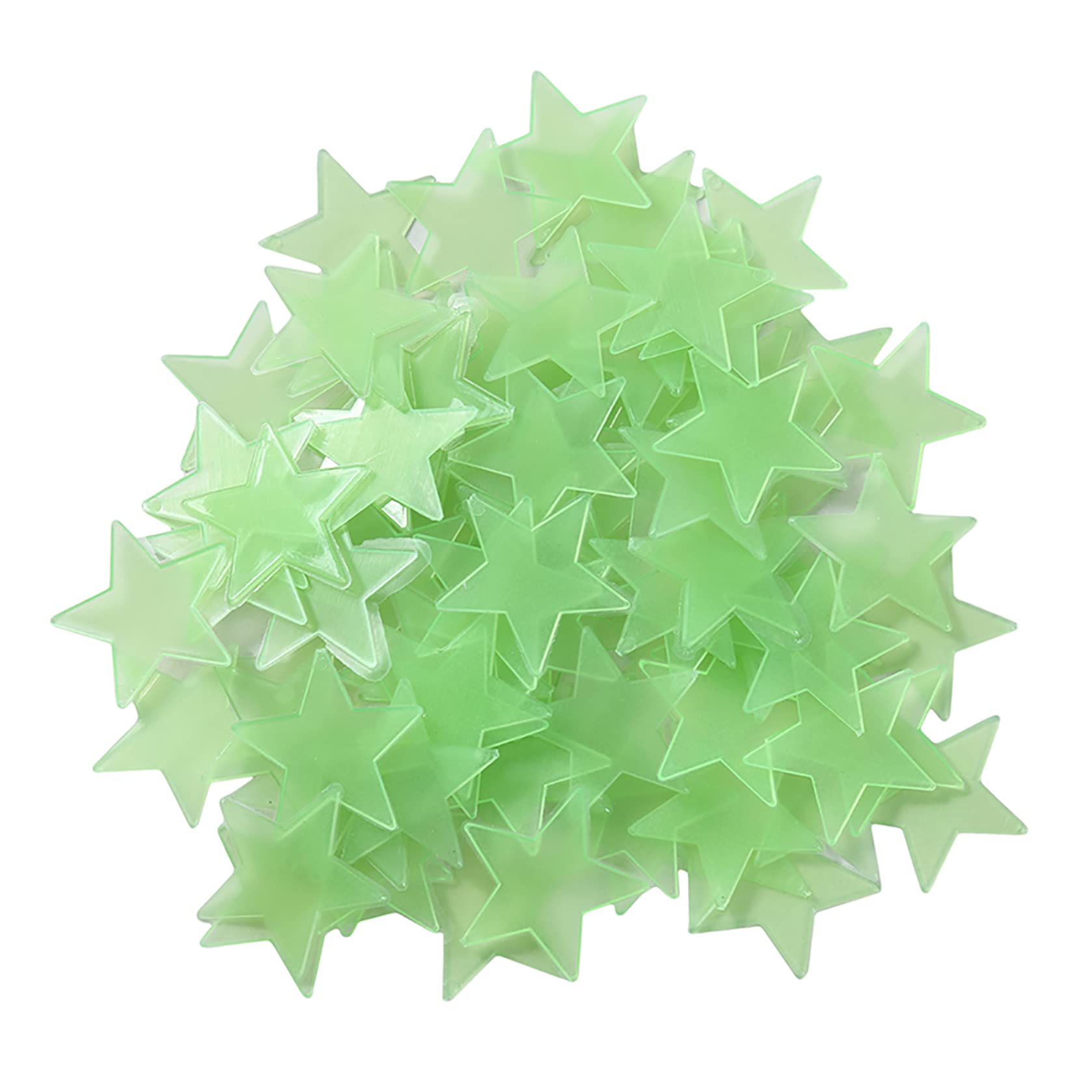 Ellylian 100 Pcs Glow in The Dark Luminous Stars Noctilucent Plastic Wall Stickers Decals for Home Art Decor Ceiling Wall Decorate Kids Babys Bedroom Room Decorations,Green