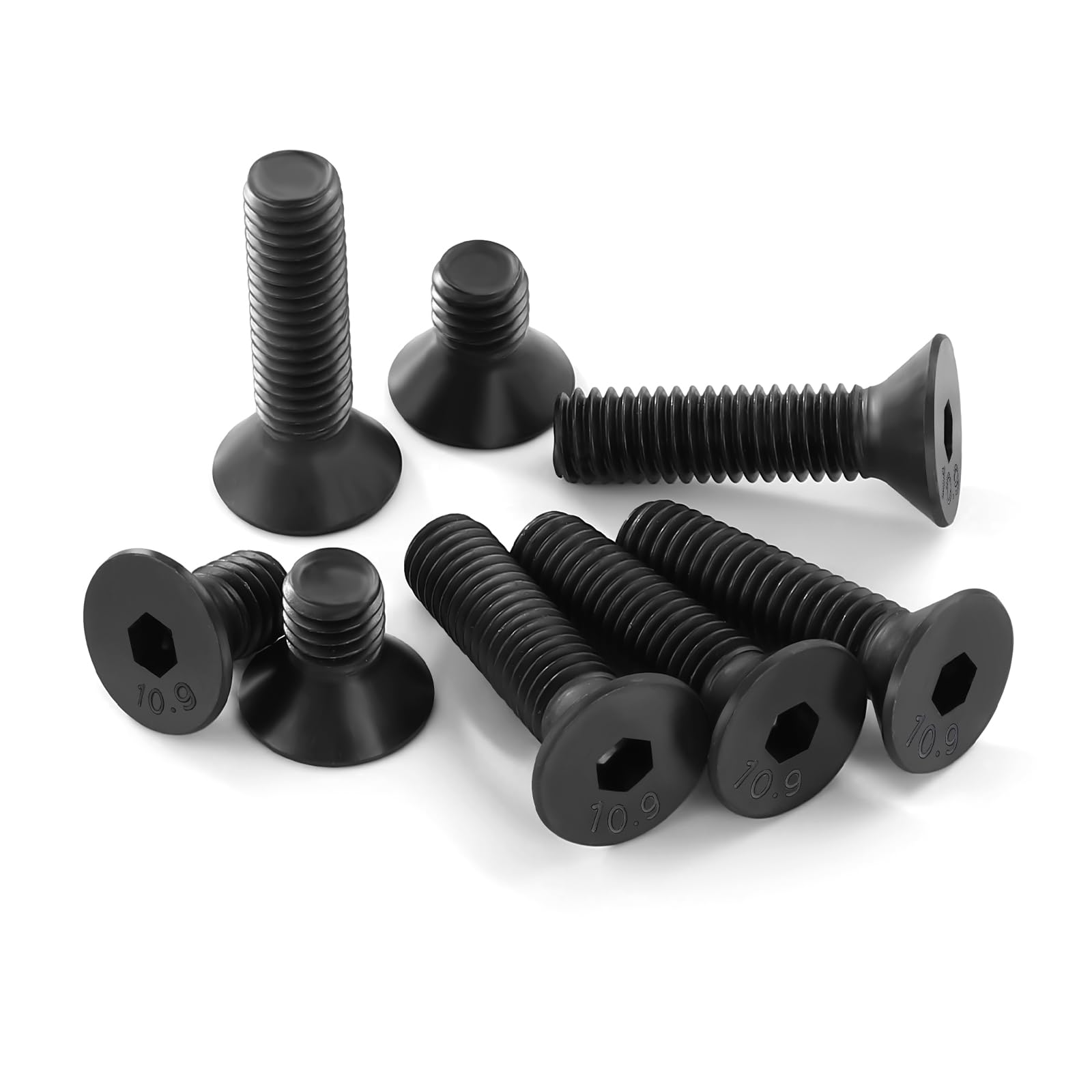 1/4-20 x 2" Flat Head Socket Cap Screws Countersunk Bolts, Class 10.9 Alloy Steel, Black Oxide, 25 PCS