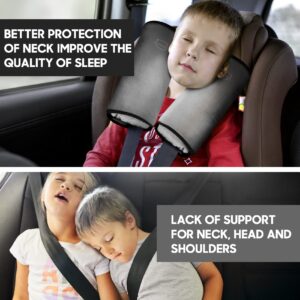 Seatbelt Covers for Kids, MIAOKE 2 Pack for All Car Seat Strap Cover Pads Soft,Comfortable, Safety Belt Strap Shoulder Neck Pad Suitable Adults and Children,Seat Belt Pillow for Kids/Grey