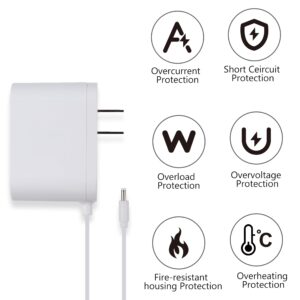 White Power Adapter Replacement for Alexa Show 5, Alexa Dot 3rd Gen, 4th Gen - 15W Power Cord Charger