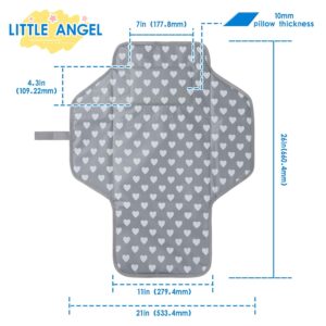 Baby Portable Changing Pad Travel - Waterproof Compact Diaper Changing Mat with Built-in Pillow - Lightweight & Foldable Changing Station, Newborn Shower Gifts (Clouds and Elephant)