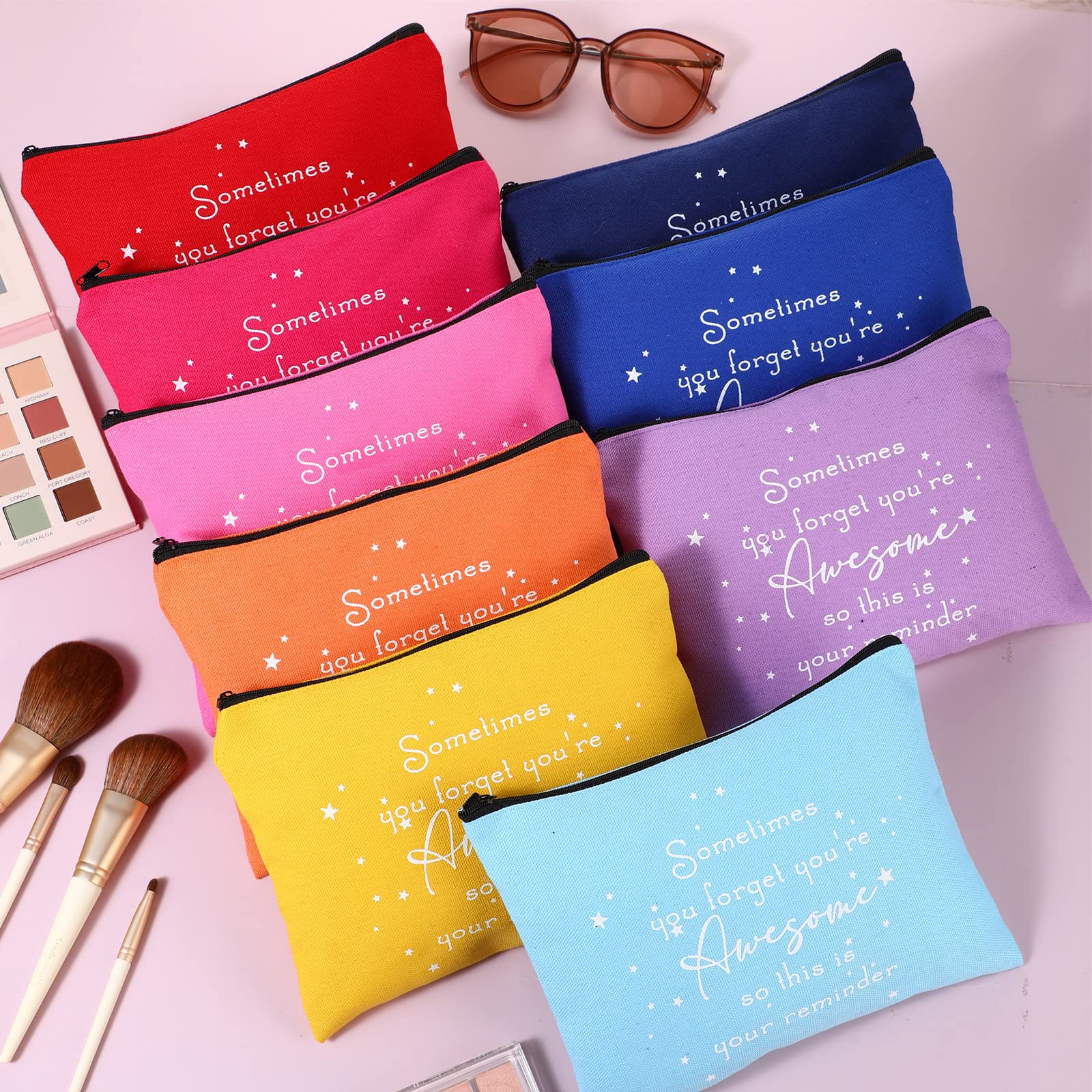 Sieral 24 Pcs Inspirational Makeup Bag Appreciation Nurse Gift for Women You're Awesome Cosmetic Bags Toiletry Bag Motivational for Teacher Mom House Keeper Coworker Assistant Nurse(Bright Color)