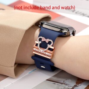 Watch Band Charms for Apple SmartWatch Band for Women Decorative Ring Loops 38mm 40mm 41mm 42mm 44mm 45mm Compatible with iWatch Series 7 6 5 4 3 2 1 Smart Watch Accessories Diamond Jewelry(No Watch