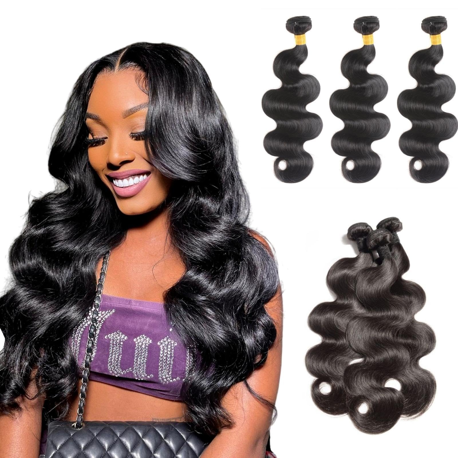 Body Wave Bundles Human Hair 16 18 20 inch 10A Grade Human Hair Bundles Body Wave 3 Bundles 100% Unprocessed Brazilian Virgin Hair Extensions