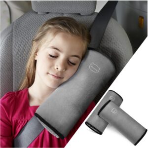 seatbelt covers for kids, miaoke 2 pack for all car seat strap cover pads soft,comfortable, safety belt strap shoulder neck pad suitable adults and children,seat belt pillow for kids/grey