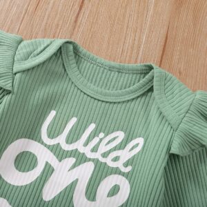 Baby Girl First Birthday Outfit 1st Birthday Girl Outfit Infant Wild One Bodysuit (Green,12-18 Months)