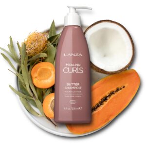 L'ANZA Healing Curls Butter Shampoo - Curly Hair Shampoo for a Creamy, Color-Safe Cleanse and Refreshed Curls - Paraben and Sulphate Free Shampoo (8 Fl Oz)