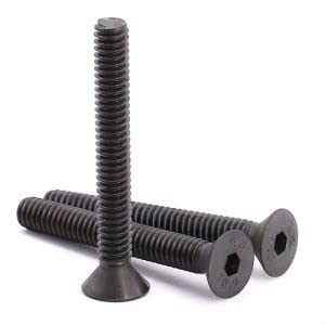 3/8-16 x 2" (10 PCS) Flat Head Socket Cap Screws, Black Oxide Finish, Hexagon Socket Countersunk Head Cap Screws, 10.9 Grade Alloy Steel, Full Thread, Coarse Thread, ASME/ANSI B18.3-8