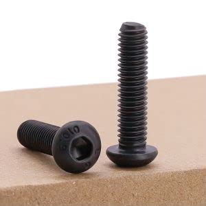 M8-1.25 x 16mm (12 PCS) Button Head Socket Cap Screws, Black Oxide Finish, 10.9 Grade Alloy Steel, Full Thread, Coarse Thread, ISO7380