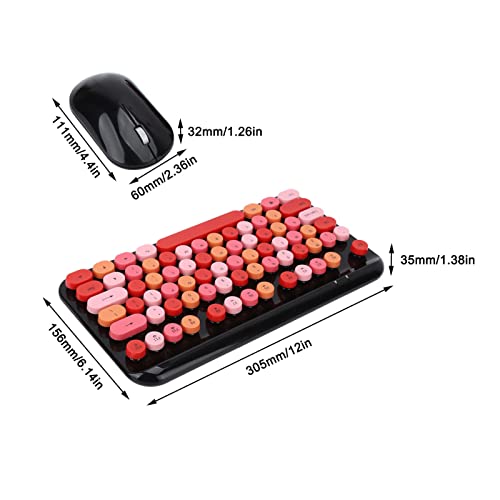 Keyboard Mouse Set, Retro Style Gaming Keyboard Mouse for Computer Red Black