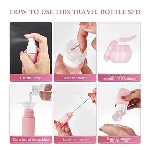 JOLY FANG Leak Proof Travel Bottles Set, 17pcs Silicone Travel Container for toiletries, TSA Approved travel Size Bottles, BPA Free