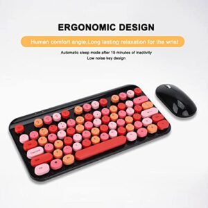 Keyboard Mouse Set, Retro Style Gaming Keyboard Mouse for Computer Red Black