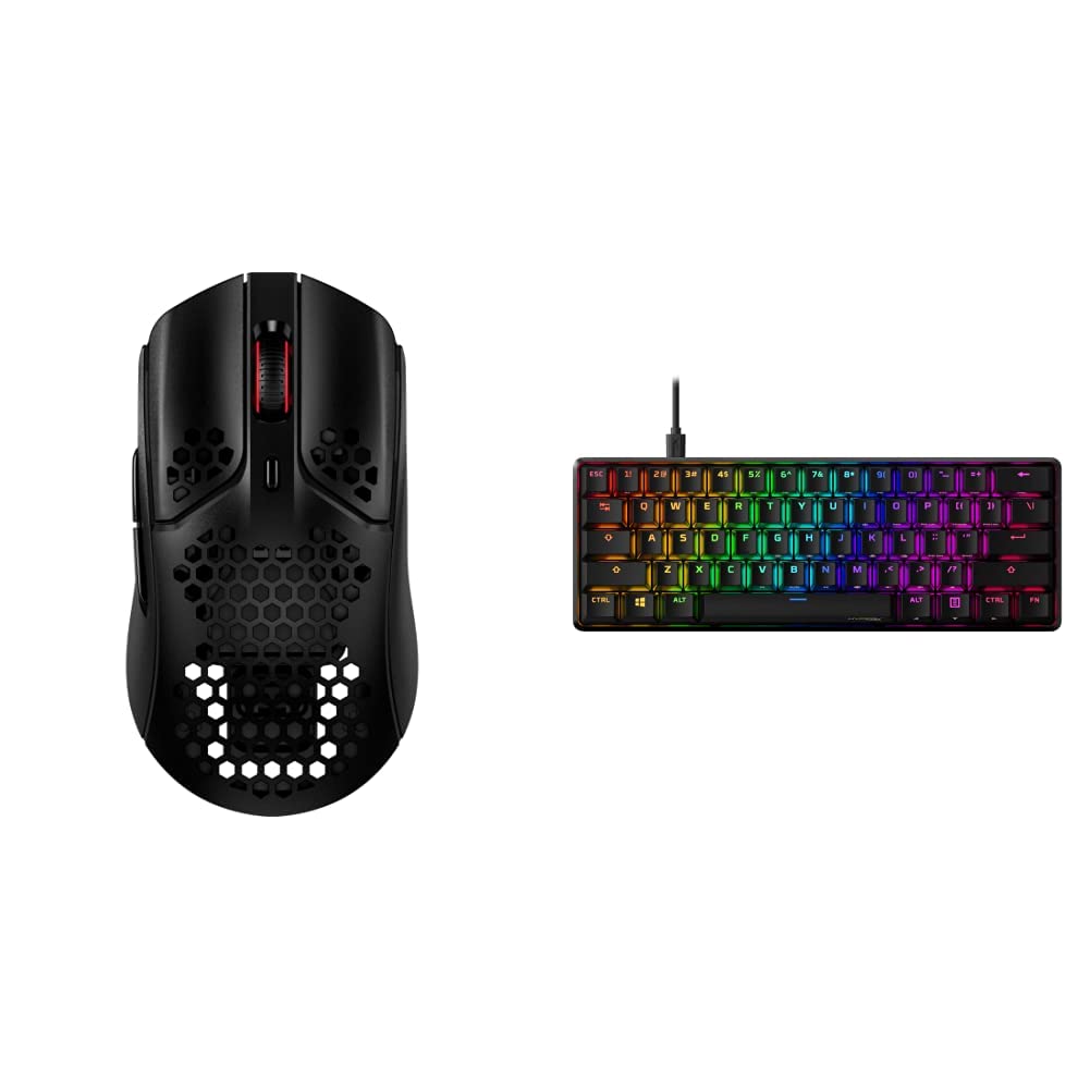 HyperX Pulsefire Haste Gaming Mouse & Alloy Origins 60 - Mechanical Gaming Keyboard, Ultra Compact 60% Form Factor, Double Shot PBT Keycaps, RGB LED Backlit, NGENUITY Software Compatible