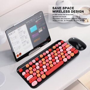 Keyboard Mouse Set, Retro Style Gaming Keyboard Mouse for Computer Red Black