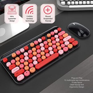 Keyboard Mouse Set, Retro Style Gaming Keyboard Mouse for Computer Red Black