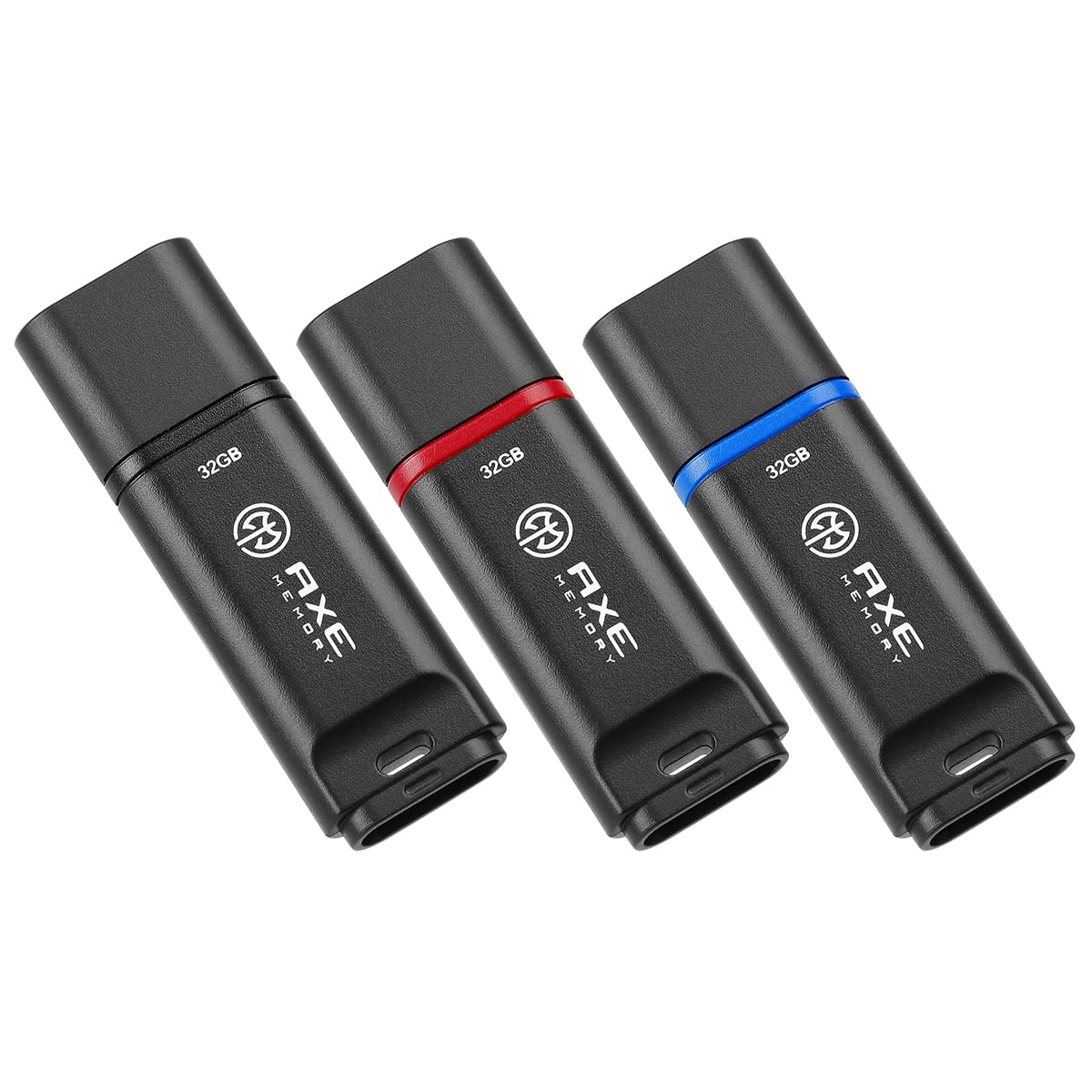 AXE MEMORY USB Drive 3-Pack 32GB USB 2.0 3X Matte Black Flash Drives