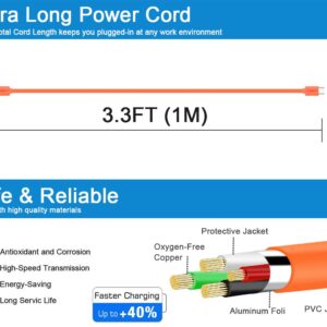 SCOVEE Fast Charger Cable Compatible with Ring VideoDoorbell 2/3/Plus / 4 (2020 Release). Micro USB Battery Charging Cord Compatible with Ring Camera. Replacement Power Wire Compatible with Ring 3FT