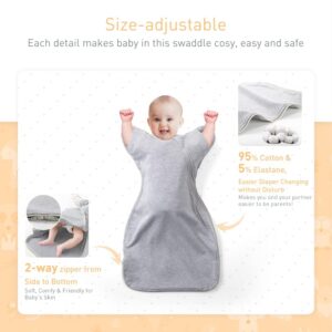 Knirose Swaddle Blanket Sleep Sack with Arms Up Design 2 Packs, Hands Up Sleeping Sack 3-Way Transitions to Arms-Free Wearable Sleeping Bag for Newborn Baby Boys Girls Snug Fit Calms Startle Reflex