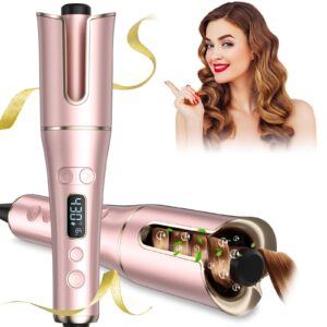 automatic curling iron, auto hair curler wand with large rotating barrel & 4 temps & 3 timers, large display curling iron with dual voltage, auto shut-off, fast heating for hair styling