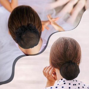 BBTO 12 Pcs Invisible Mesh Hair Nets for Ballet Buns, Sleeping and Wigs - Elastic Edge, Black