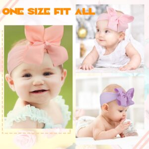 Hoteam 50 Pcs Baby Girls Large Bows Headbands 6.3 Inch Soft Wide Turban Baby Headbands Elastic Nylon Hairbands Hair Accessories for Infants Newborns Infants Toddlers Kids