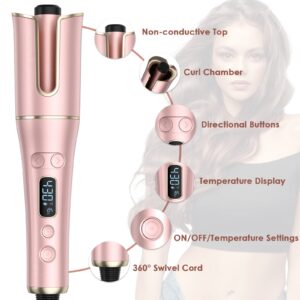 Automatic Curling Iron, Auto Hair Curler Wand with Large Rotating Barrel & 4 Temps & 3 Timers, Large Display Curling Iron with Dual Voltage, Auto Shut-Off, Fast Heating for Hair Styling