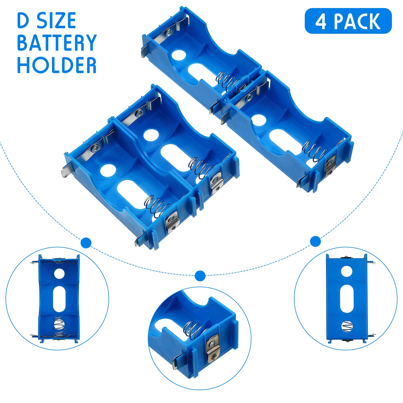 LEIFIDE 8 Pieces D Cell Battery Holder Series or Parallel Storage D Size Battery Case Physical Science Plastic D Battery Holder Box Container, Blue