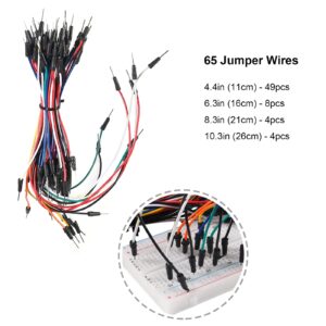 AITIAO Breadboard Kit with 1Pcs 830 & 400 Tie-Points Breadboard 65Pcs Breadboard Jumper Wires 3Pcs Power Supply Module MB 102(5V/3V) 3Pcs I Type Battery Clip