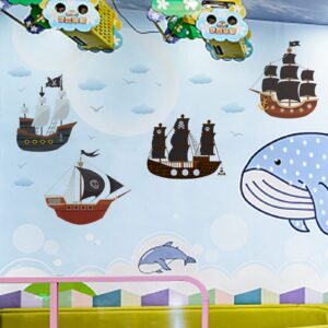 PLIGREAT Pirate Ship Wall Stickers, Removable Self-Adhesive Wall Stickers, Peel and Stick Wall Decals DIY Vinyl Wall Stickers for Boys Bedroom Nursery Living Room Home Wall Art Decor