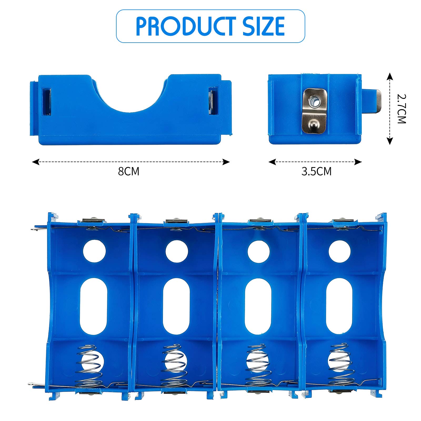 LEIFIDE 8 Pieces D Cell Battery Holder Series or Parallel Storage D Size Battery Case Physical Science Plastic D Battery Holder Box Container, Blue