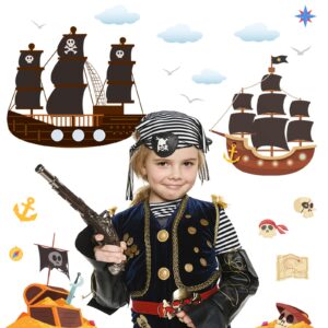 PLIGREAT Pirate Ship Wall Stickers, Removable Self-Adhesive Wall Stickers, Peel and Stick Wall Decals DIY Vinyl Wall Stickers for Boys Bedroom Nursery Living Room Home Wall Art Decor