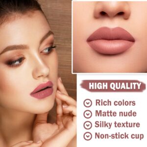 XINGXYUEL 3PCS Nude Lipstick Set Matte Lip Stick Waterproof Long Lasting Lipstick Non-Stick Cup Velvet Lip Gloss Lip Stain Professional Lip Makeup Matte Lipstick Set A