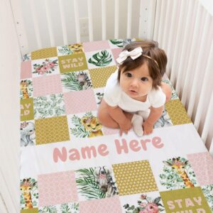 personalized zoo animals baby crib sheets with name, custom fitted crib bedding sheets for baby girls, baby bedding sets, crib mattress sheets, mini crib sheet, name crib sheets, pack and play sheets