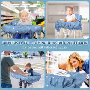 Yoofoss Shopping Cart Cover for Baby, 2-in-1 High Chair Cover with Safety Harness, Multifunctional Cart Covers for Babies, Universal Fit, Soft Padded Grocery Cart Cover for Baby Boy Girl - Blue