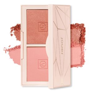 jouer blush bouquet duo deluxe mini 2 shade blush palette high pigment powder natural flush beauty cosmetics vitamin e talc-free paraben, gluten & cruelty free