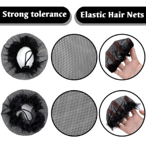 BBTO 12 Pcs Invisible Mesh Hair Nets for Ballet Buns, Sleeping and Wigs - Elastic Edge, Black