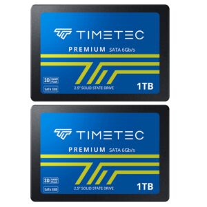 Timetec 1TBx2 (2 Pack) SSD 3D NAND SATA III 6Gb/s 2.5 Inch 7mm (0.28") Read Speed Up to 550 MB/s SLC Cache Performance Boost Internal Solid State Drive for PC Computer Desktop and Laptop