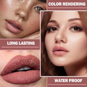 XINGXYUEL 3PCS Nude Lipstick Set Matte Lip Stick Waterproof Long Lasting Lipstick Non-Stick Cup Velvet Lip Gloss Lip Stain Professional Lip Makeup Matte Lipstick Set A