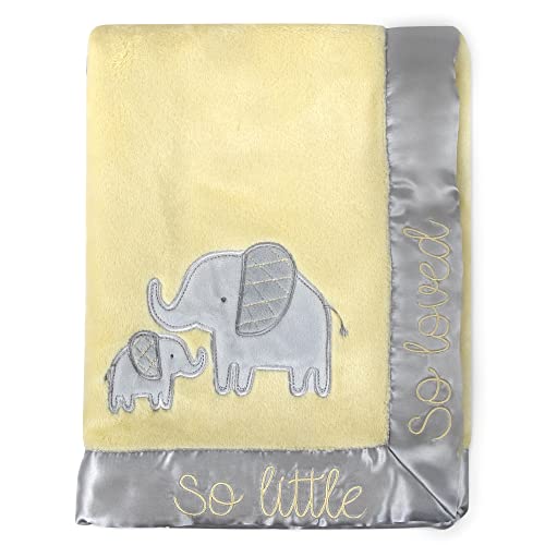 30x40 Fleece Baby Nursery Blanket with Satin Trim for Boys, Girls, and Unknown Gender Baby (Little Elephant)