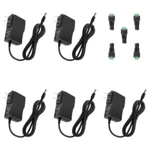 arkare 5v 1a power supply adapter dc 5v 1000ma power cord ac/dc charger ac 100v-240v to dc 5 volt 1amp 0.5a for security camera baby monitor graco swing tv box raspberry pi usb type c (5 pack)