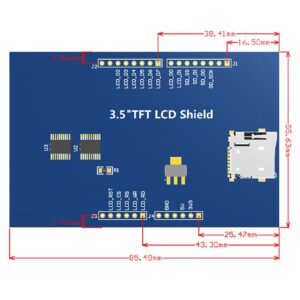 DIYmalls 3.5" inch TFT LCD Display Module ILI9486 Resistive Touchscreen 5V/3.3V 480x320 8-bit Parallel Interface w/SD Card Slot for Arduino U NO Mega-2560