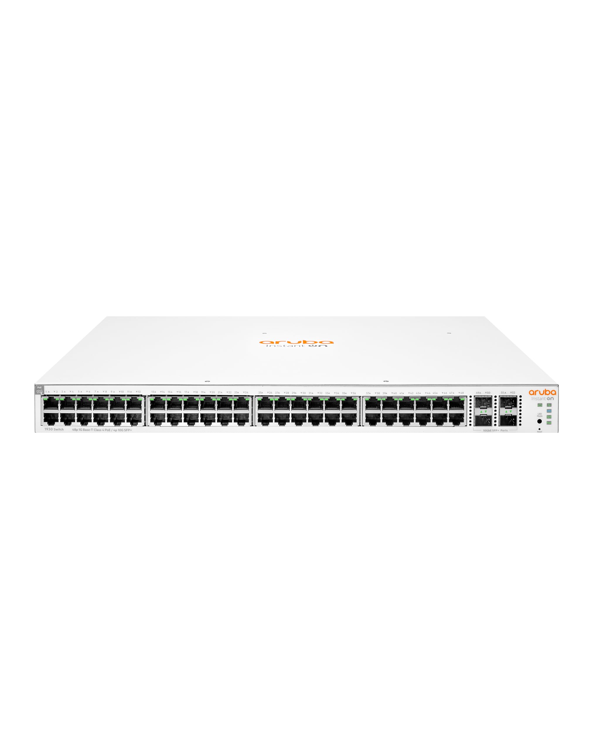 HPE Networking Instant On Switch Series 1930 48-Port Gb Smart-Managed Layer 2+ Ethernet Switch with PoE | 48x 1G | 4X SFP+ | 48x CL4 PoE 370W | US Cord (JL686B#ABA)