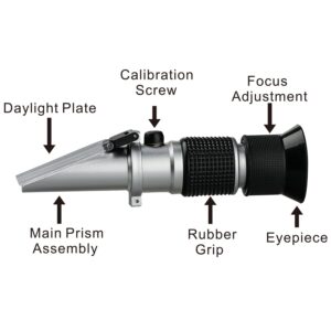 Brix Refractometer 0~90%, Handheld Sugar Refractometer, High Accurate Brix Measurement Meter with ATC for Fruit, Beverages&Juice, Honey, Maple Syrup, Molasses and Other Sugary Drink