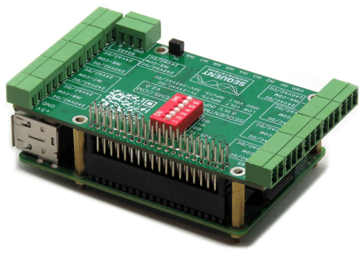 Eight HV Digital Inputs 8-Layer Stackable HAT for Raspberry Pi