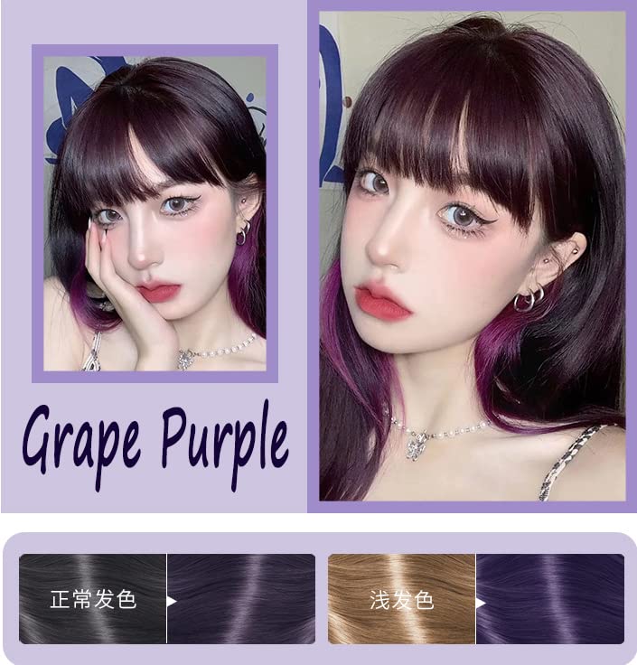 Purple Hair Dye Shampoo Permanent YIZHONG Hair Color For 100% Gray Coverage Women Men Dark Easy Comb Dyeing (grape purple)