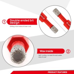 Diamond Tile Drill Bit Set,DT-DIATOOL Porcelain Hole Saw with Hex Shank Double Ended 6-8mm 2pcs for Drilling Ceramic Marble Artificial Stone Granite