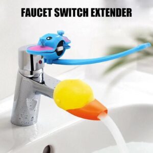 Cartoon Faucet Extender, Faucet Extender for Kids Sink Tap Lever Handles Extender Sink Switch Extender for Toddlers Kids(Blue)