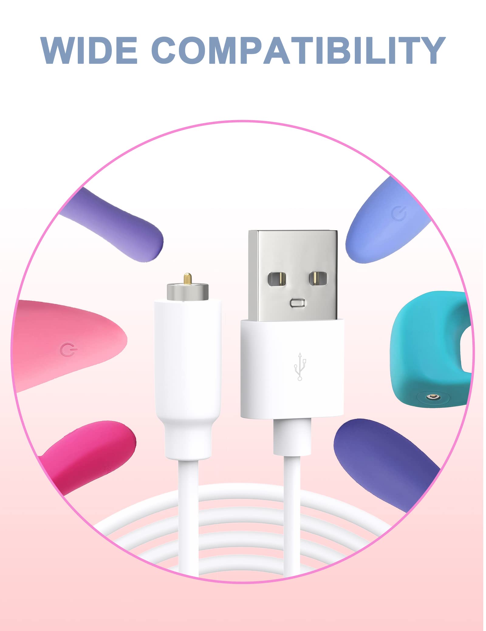 Bicmice Magnetic USB DC Charger Cable Replacement Charging Cord - 2 Pack