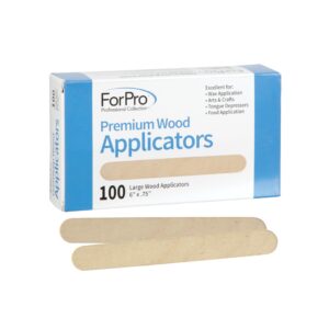 forpro professional collection premium wood applicators, non-sterile, hair removal waxing sticks, large, 6" l x .75" w, 100-count