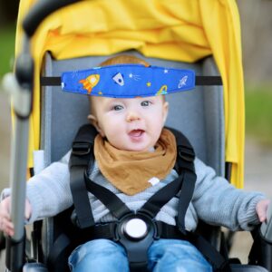 HESTYA 2 Pieces Baby Carseat Head Support Band Strap Headrest Stroller Seat Sleeping Headrest Neck Relief Head Strap Headband for Kids Children Toddler Infant(Space)